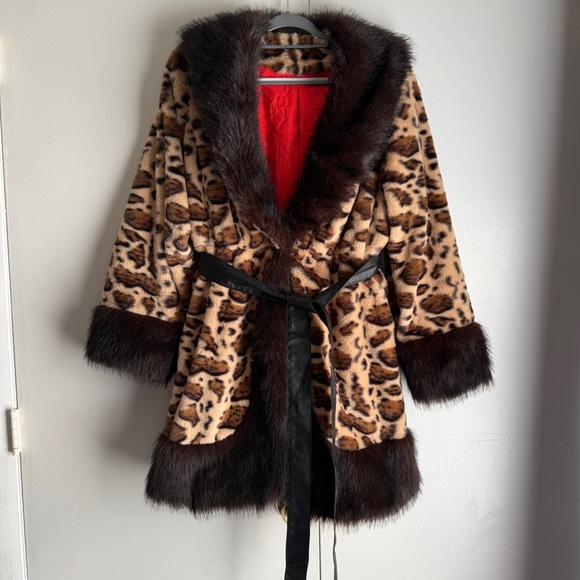 SHEIN Jackets & Blazers - Cheetah Leopard Faux Faur Coat Belted SHEIN Curve Size 2XL Soft Animal Print